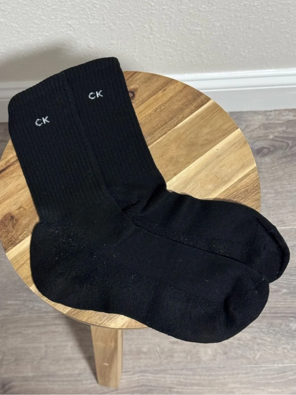 Calvin Klein Black Crew Socks Unisex CK Logo Soft Cotton Blend OSFM